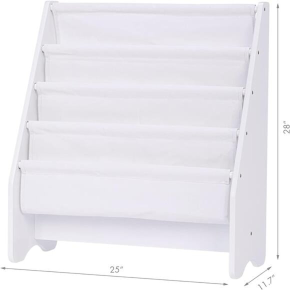 Kids Bookshelf Storage, Book Shelf for Kids Rooms, 4 Tier Sling Toddler - Picture 11 of 14